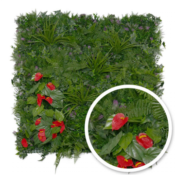 Mur végétal artificiel Tropical (Fleurs anthurium)