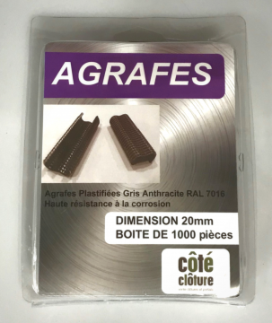 Agrafes grises pour grillage (*1000) VR20 COMPATIBLE AVEC PINCE RAPID FP 222