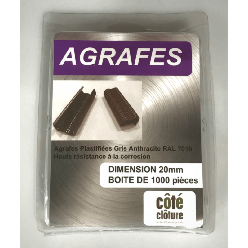 Agrafes grises pour grillage (*1000) VR20 COMPATIBLE AVEC PINCE RAPID FP 222