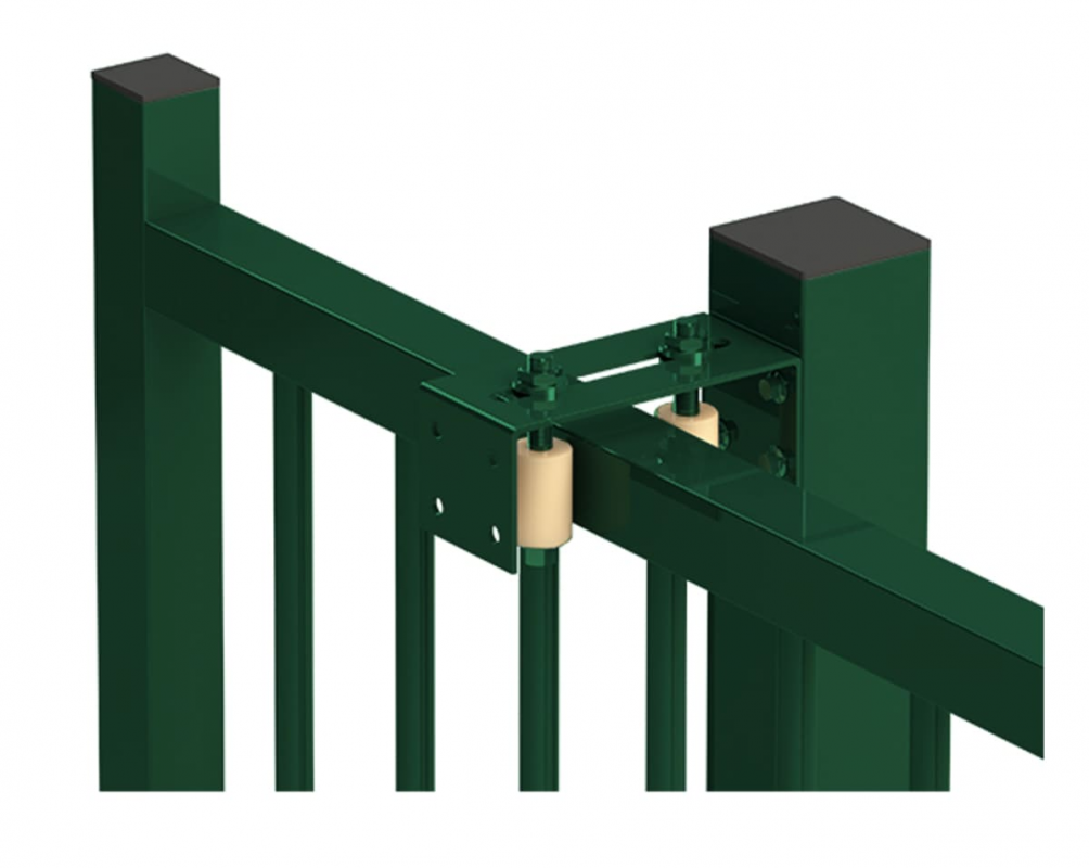 poteau guidage portail industriel vert
