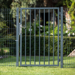 portillon de jardin barreaudé gris 7016