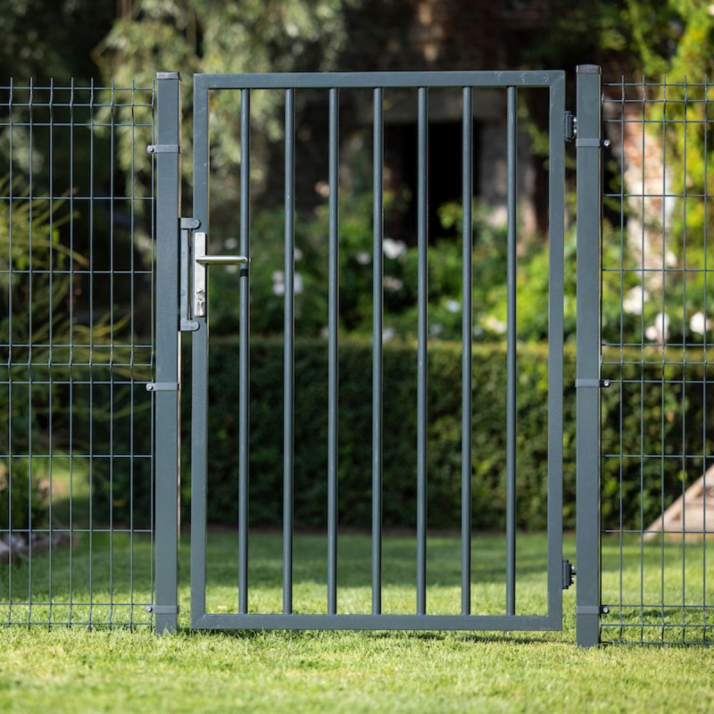 portillon de jardin barreaudé gris 7016