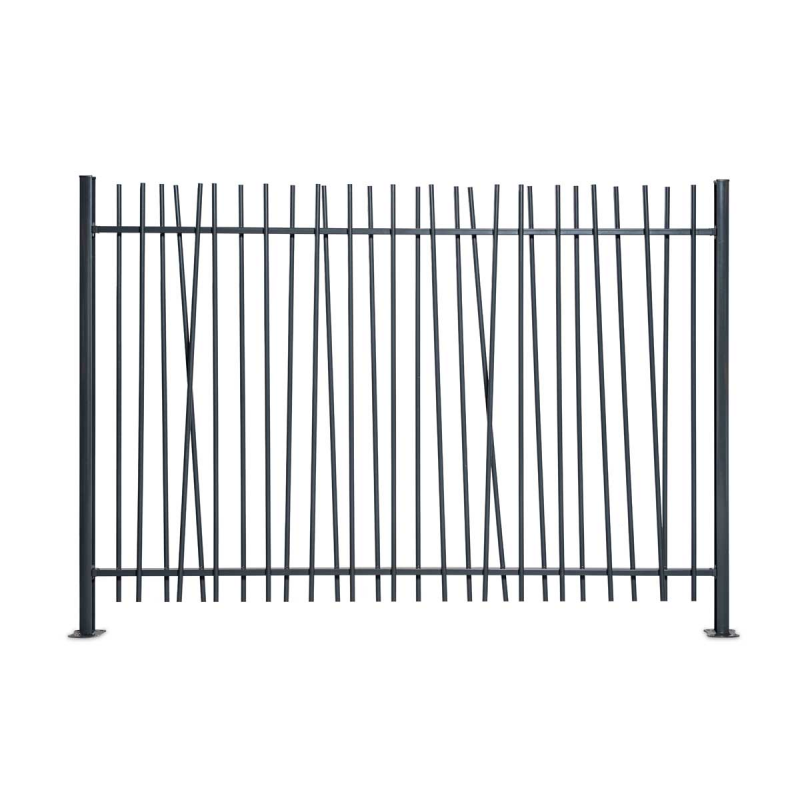 Clôture barreaudée acier gris