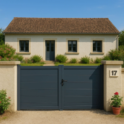 portail aluminium lame alu plein