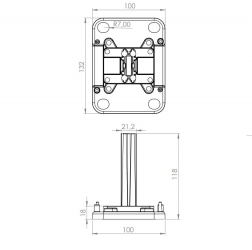 Platine aluminium poteau schéma technique - ELYO