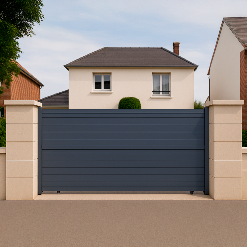 Portail aluminium coulissant sur rail