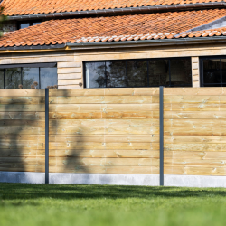 Plaque béton droite pour clôture lame bois