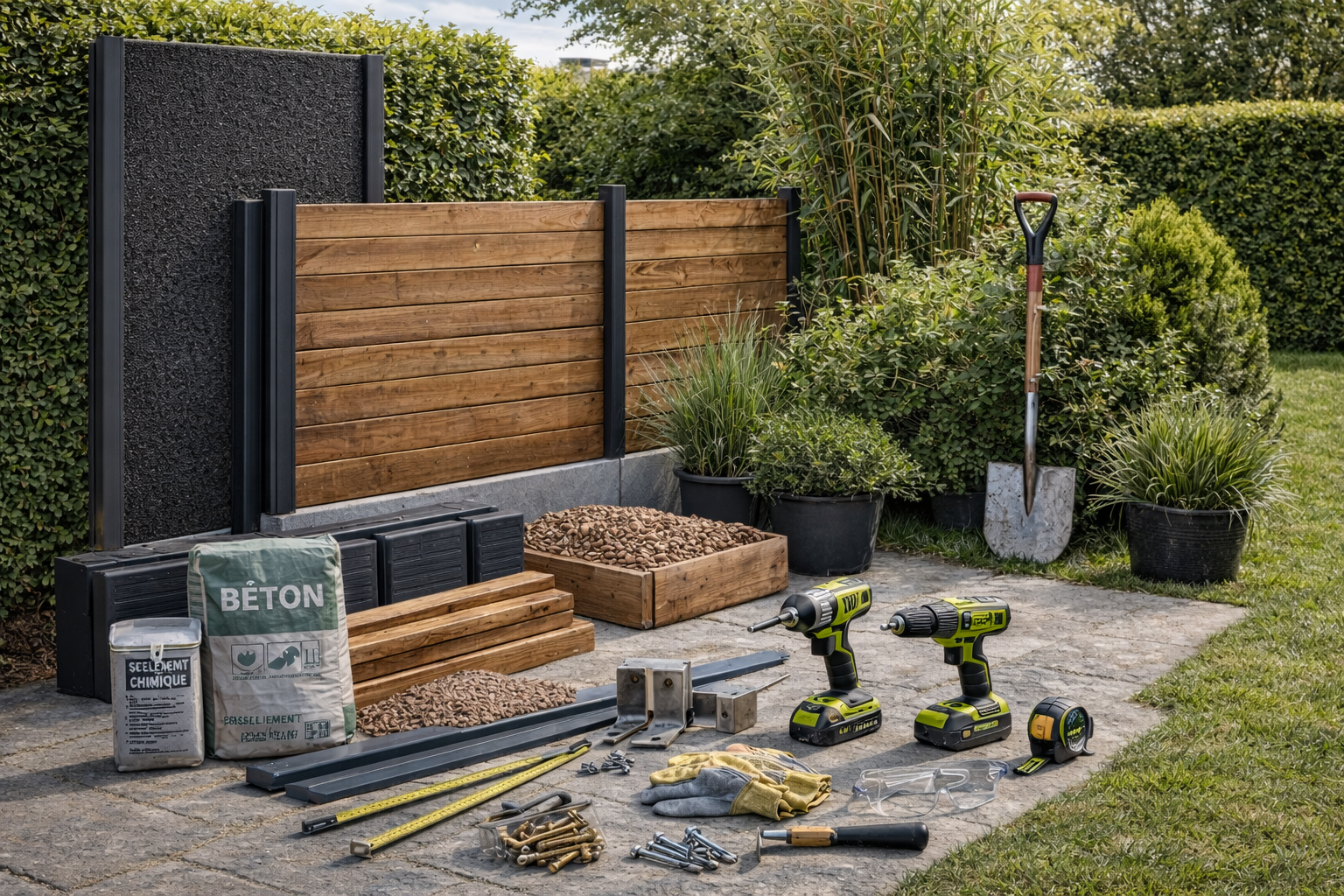 outils-pour-clôture-jardin